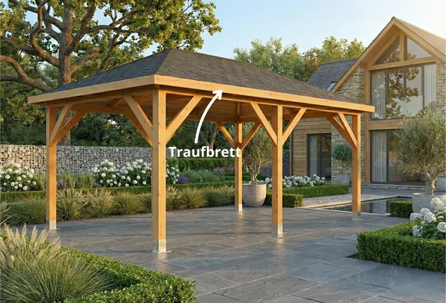 Pergola aus Holz – Dachtraufe-Brett