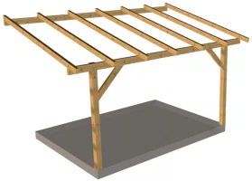 Pultdach an der Wand BSH (Standard-Dachneigung: 12°)