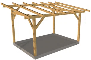 Freistehendes Pultdach BSH (Standard-Dachneigung: 8°)