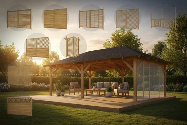 Holz-Pavillon Viktoria XXL 390x640 mit Wänden