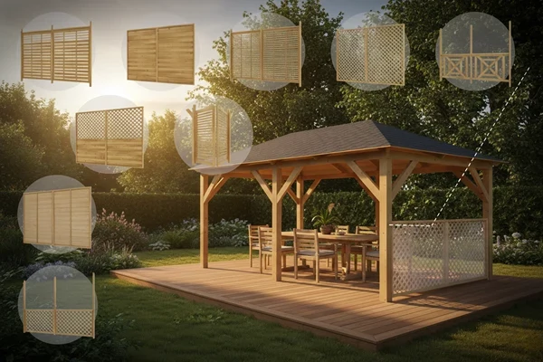 Holz-Pavillon Viktoria 270x470 mit Wänden