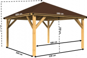 Holz-Pavillon Sicílie 390x390 cm - pfostenstärke 12x12 cm
