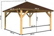 Holz-Pavillon Sicílie 390x390 cm - pfostenstärke BSH 14x14 cm
