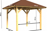 Holz-Pavillon Borneo 330x330 cm - pfostenstärke 12x12 cm