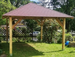 Holz-Pavillon Sicílie 390x390 cm - pfostenstärke 12x12 cm
