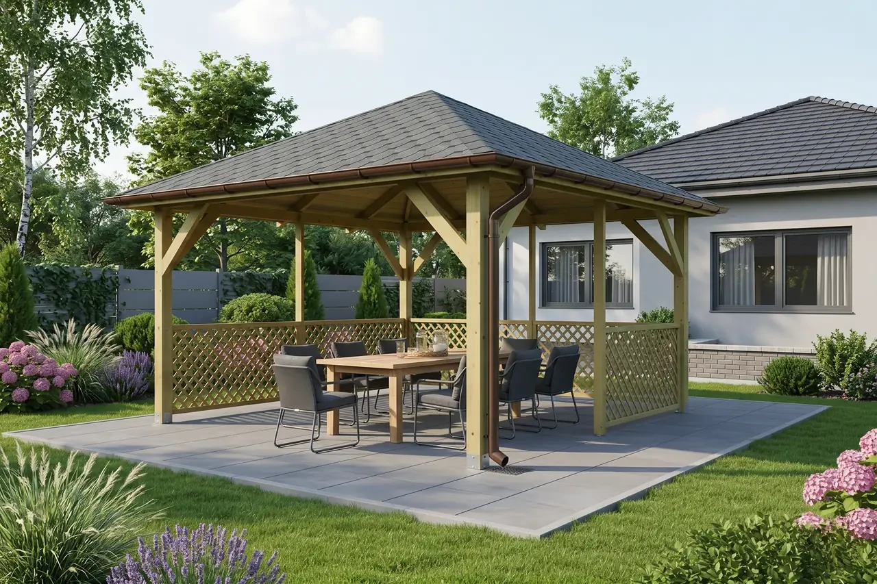 Holz-Pavillon Kuba+Ester90 370x370