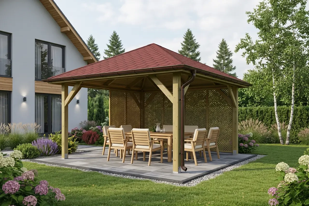 Holz-Pavillon Kuba+Milano 370x370