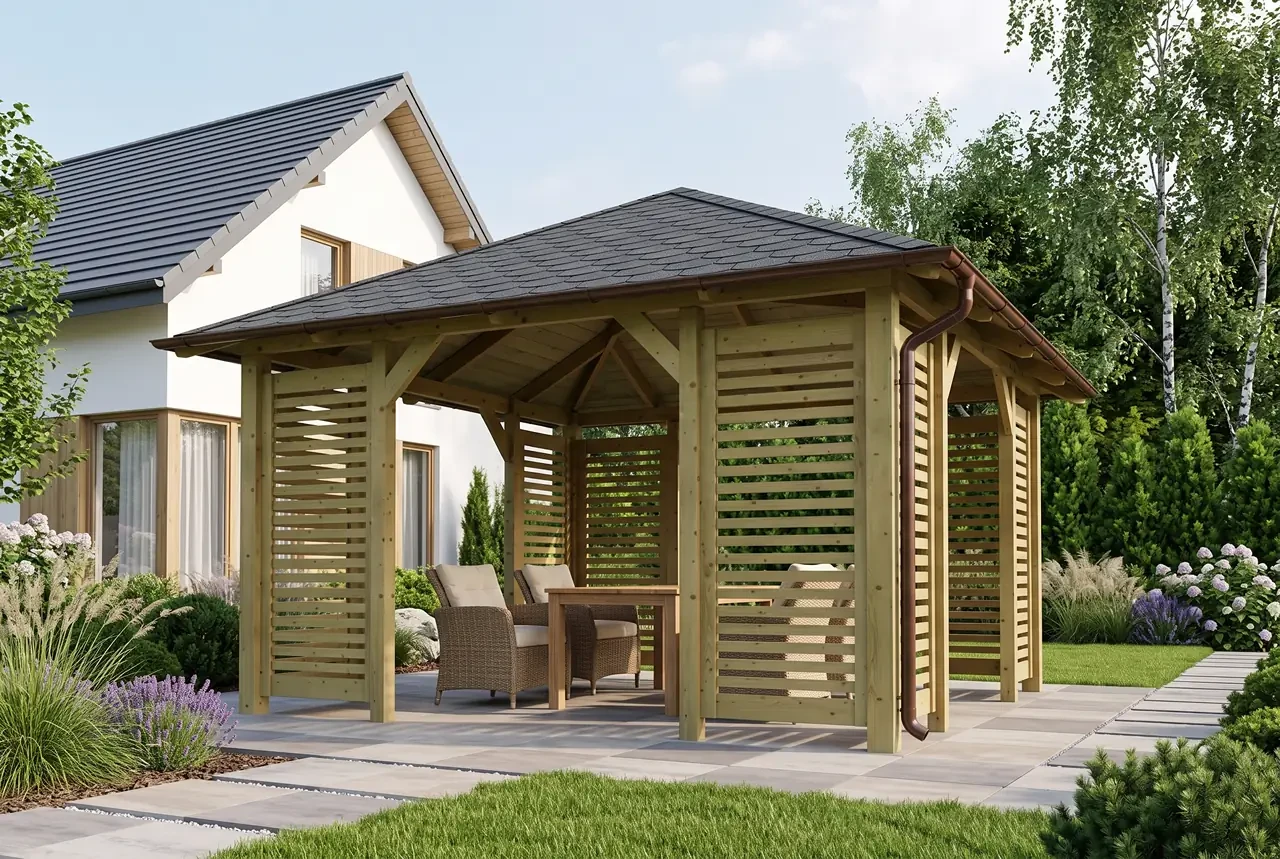 Holz-Pavillon Kuba+Verona 370x370
