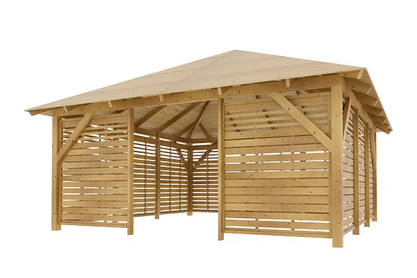 Holz-Pavillon Kuba Maxi+Bergamo 490x490