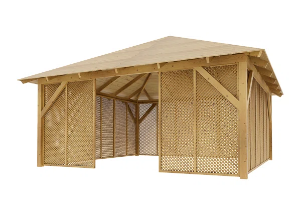 Holz-Pavillon Kuba Maxi+Milano 490x490