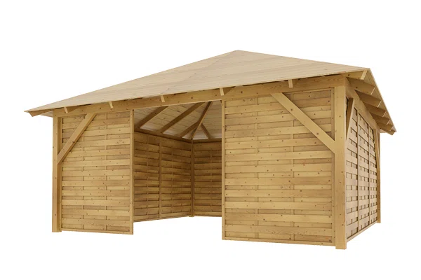 Holz-Pavillon Kuba Maxi+Roma 490x490