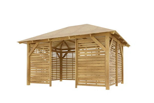 Holz-Pavillon Ibiza+Bergamo 300x400