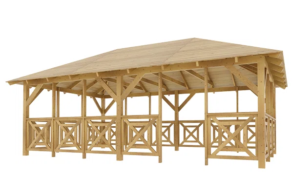 Holz-Pavillon Viktoria XXL+Grande 390x640