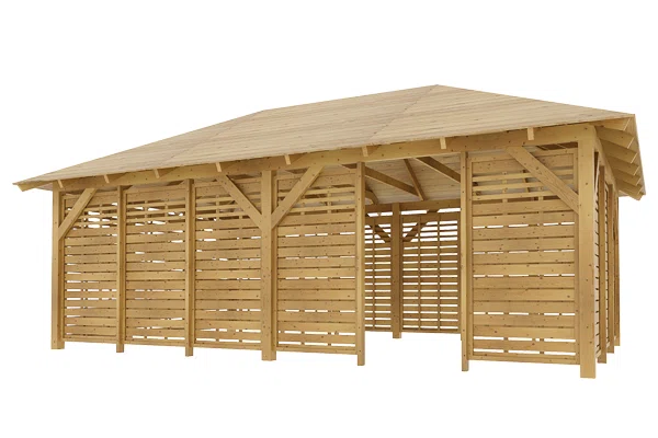 Holz-Pavillon Viktoria XXL+Bergamo 390x640