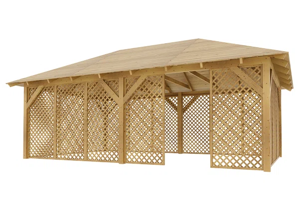 Holz-Pavillon Viktoria XXL+Ester 390x640