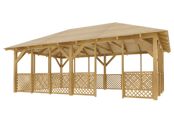 Holz-Pavillon Viktoria XXL+Ester90 390x640