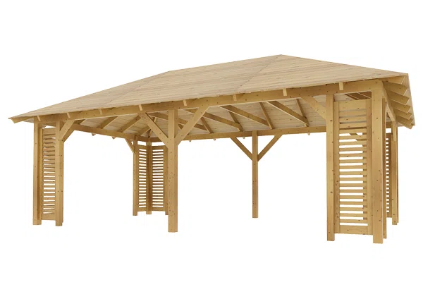 Holz-Pavillon Viktoria XXL+Verona 390x640