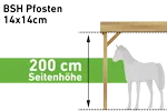 Pfostenstärke BSH 14x14cm (Seitenhöhe 200 cm) (+ 470 €)
