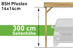 Pfostenstärke BSH 14x14cm (Seitenhöhe 300 cm) (+ 500 €)