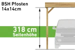 Pfostenstärke BSH 14x14cm (Seitenhöhe 318 cm) (+ 830 €)