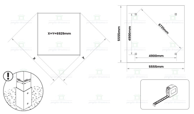 Carport für 2 Autos 490x490