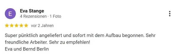 Meinung über das gekaufte Produkt auf Holz-Pawillon.de