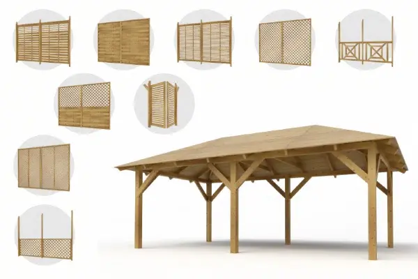 Holz-Pavillon Viktoria L 290x540 mit Wänden